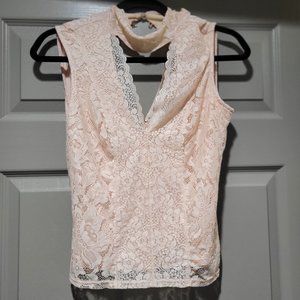 Bebe Christina Lace Panel Top in Peach (S)